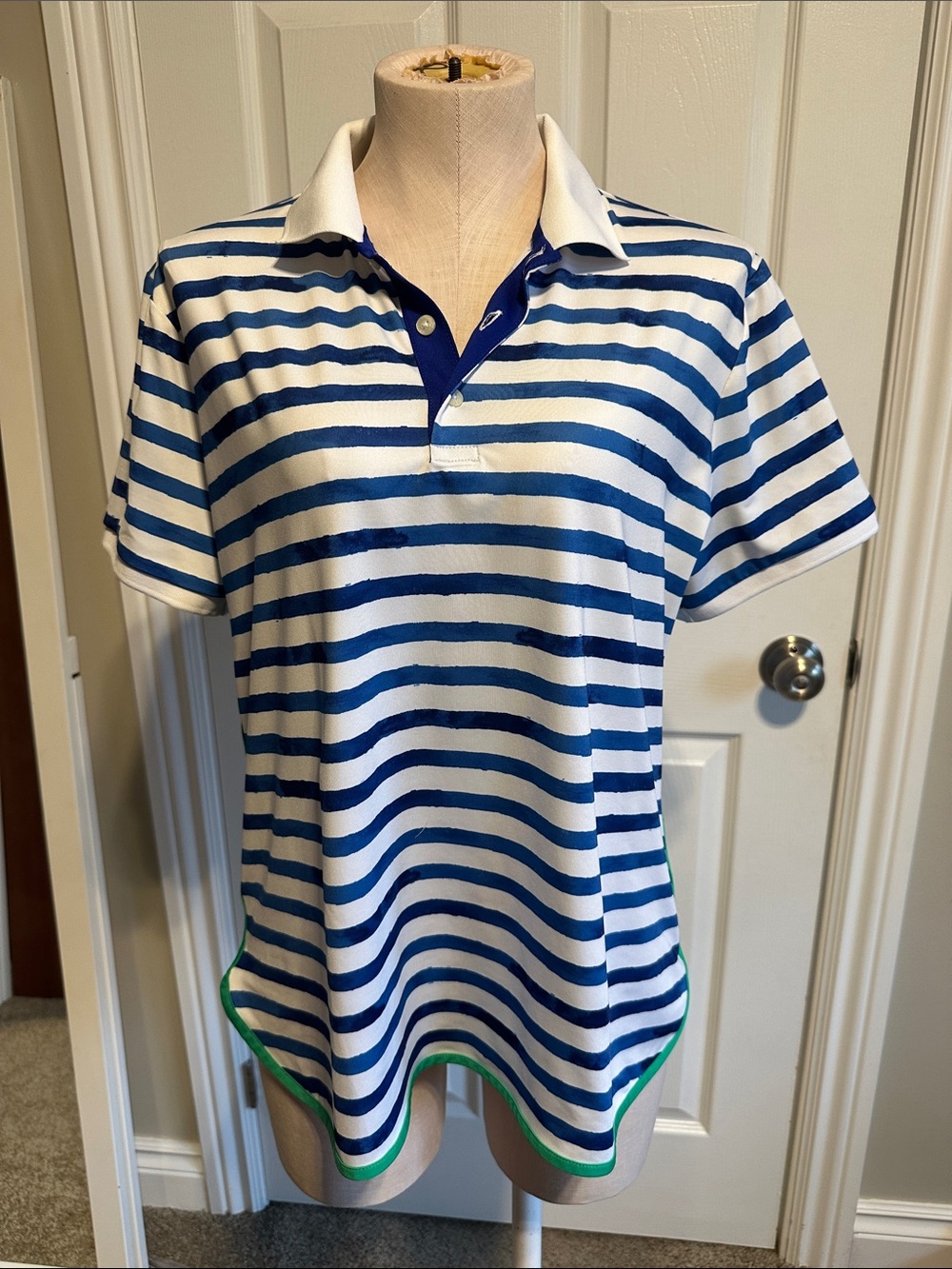 Polo Golf Ralph Lauren Striped Collar Shirt - Blue & White